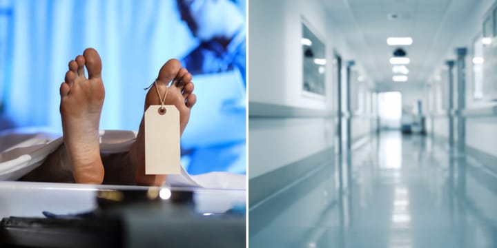 feet in morgue; hospital hallway
