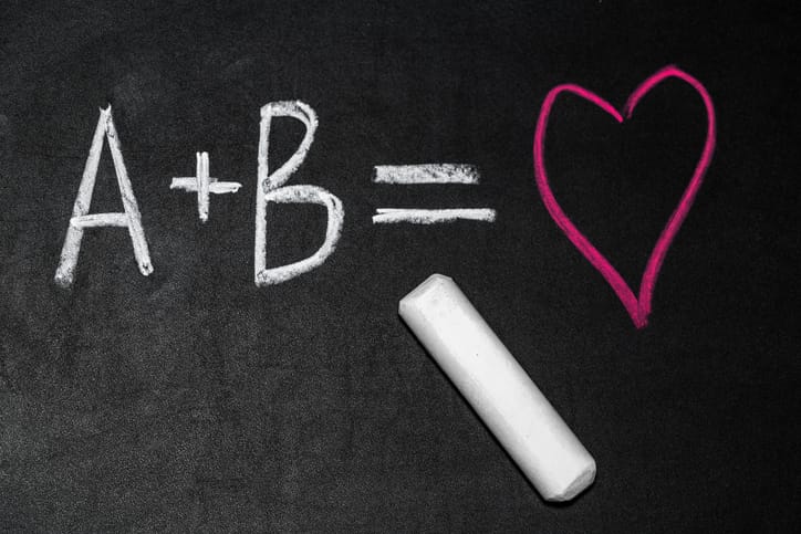 Letter A and B on the chalkboard.