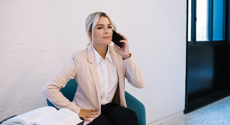 woman on serious phone call