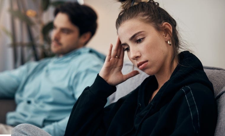 Frustrated couple in a dispute.