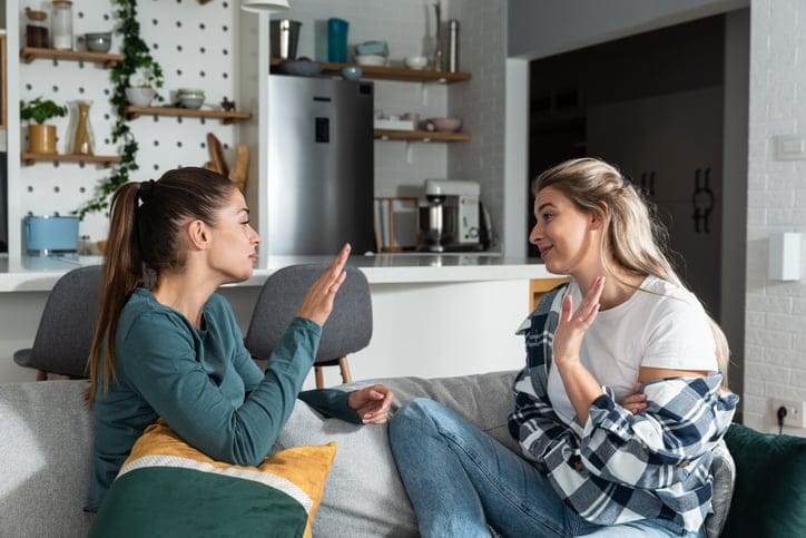 Young women having an argument.