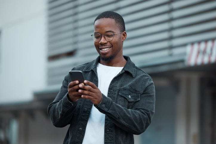 Confident young man on the phone.