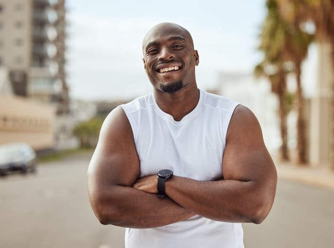 Man feeling confident and strong.
