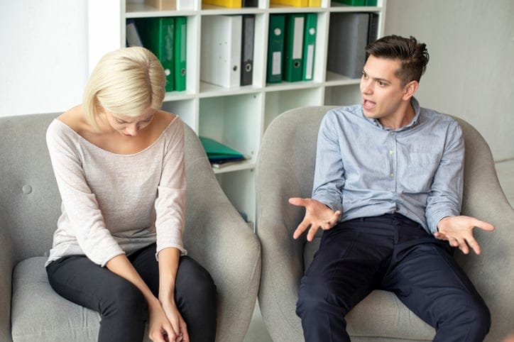Man upset with his wife.