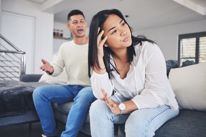 Unhappy man and woman in breakup.