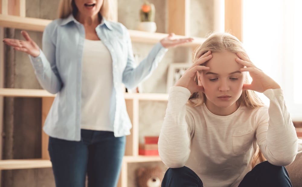 Mother and daughter having a confrontation.