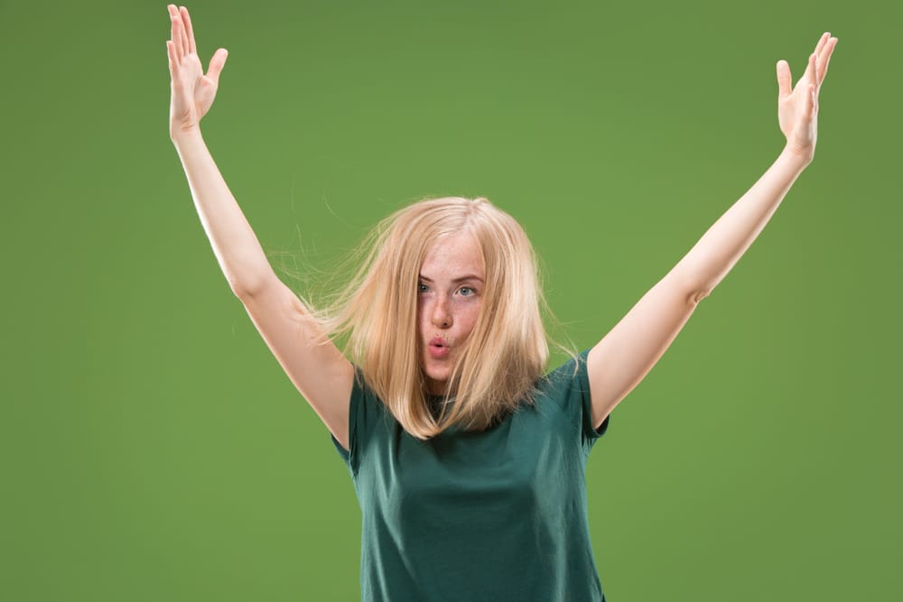 Woman looking awkward.