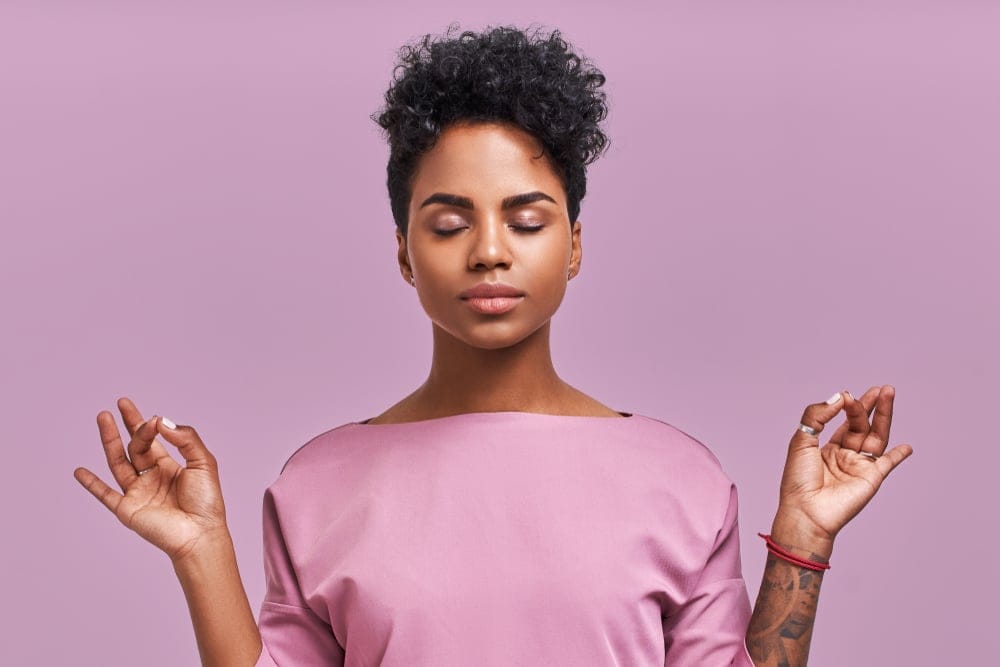 Woman relaxing with alone time.
