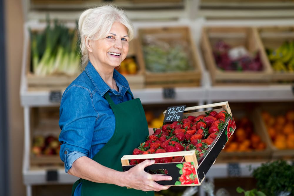 Woman working at the grocery store.