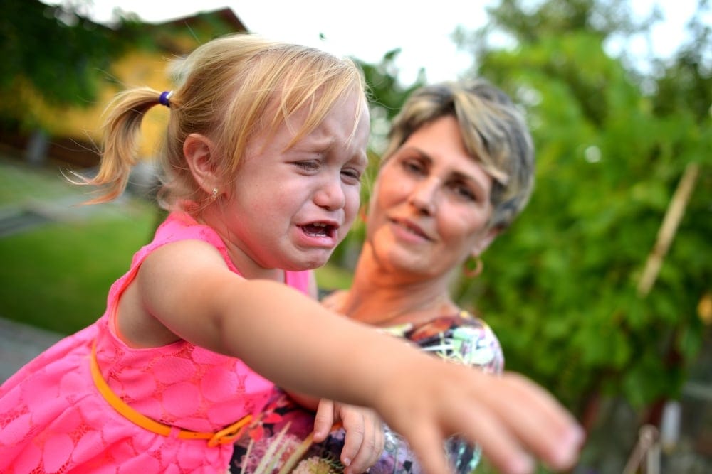Little girl is crying.