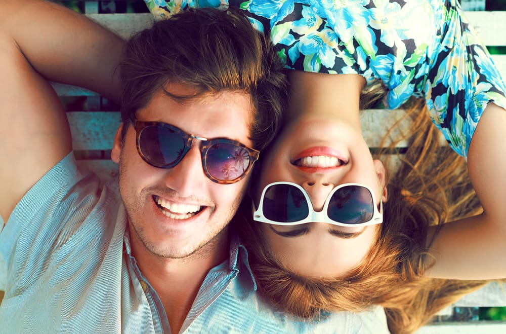 Couple having fun together outside.