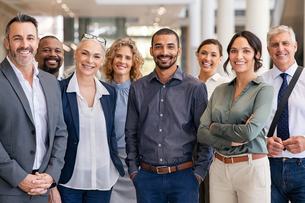 A group of ambitious coworkers in a meeting.