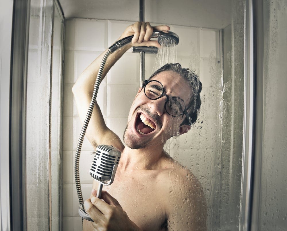 Singing in the shower.