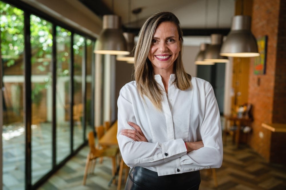 A successful middle age woman in business formal attire