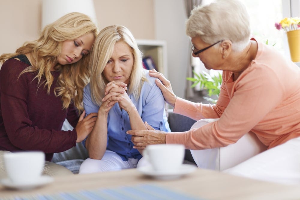 Family discussing a serious matter.
