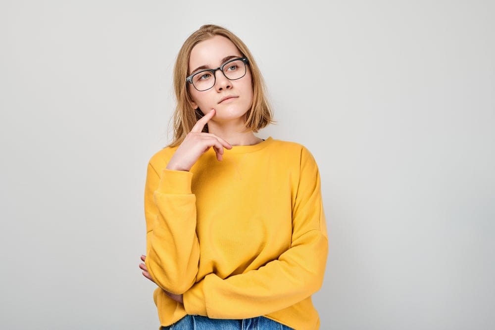 Woman making a decision.