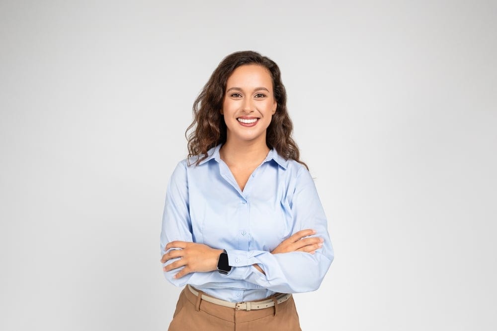 Woman looking confident and smiling.