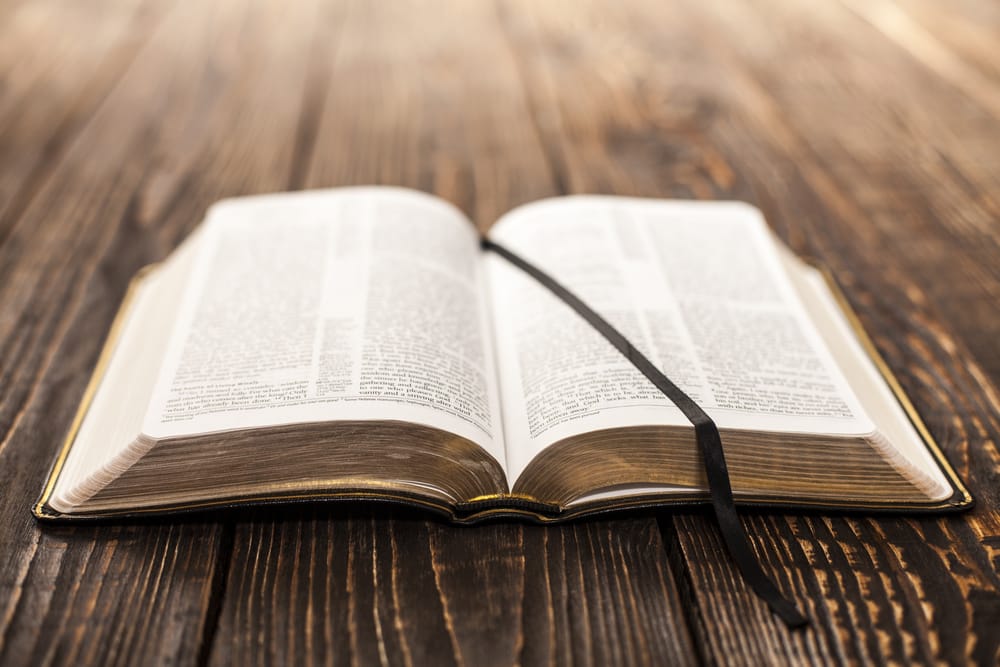 Open book on a table.