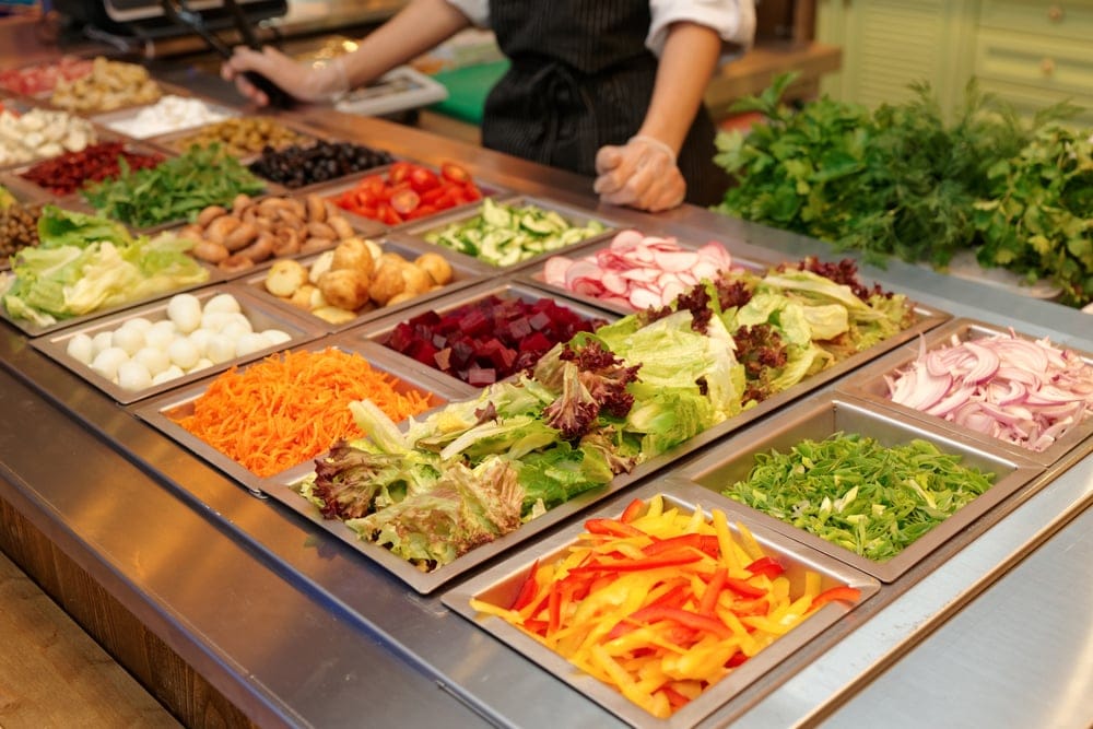 Salad bar at a grocery store.