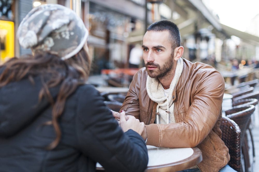 Couple having a serious discussion.