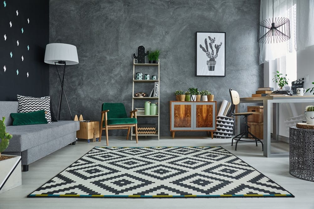 Living room with a beautiful rug.