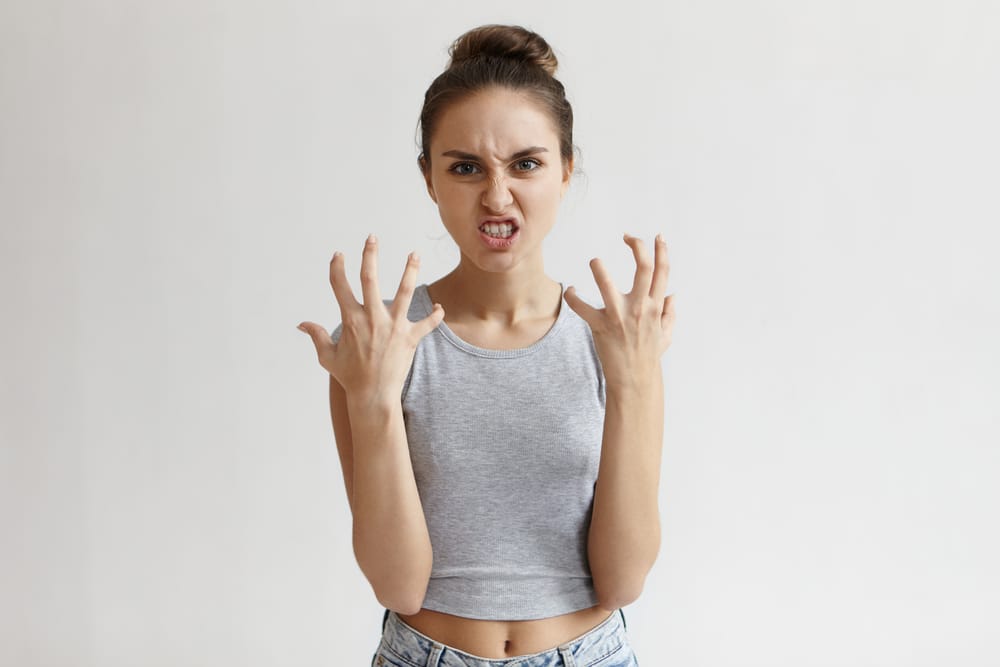 Woman looking furious.