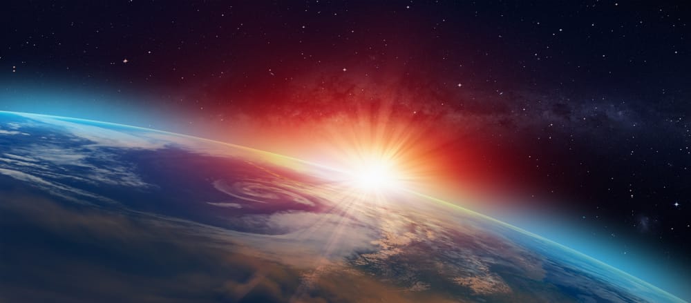 Planet earth with a view of the sun.