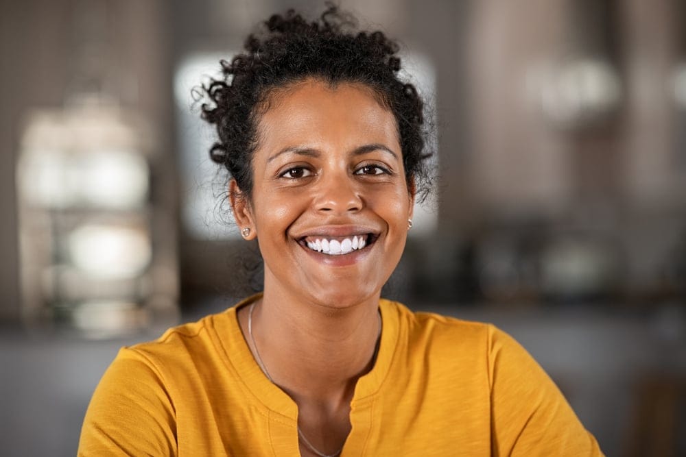 Woman showing gratitude.
