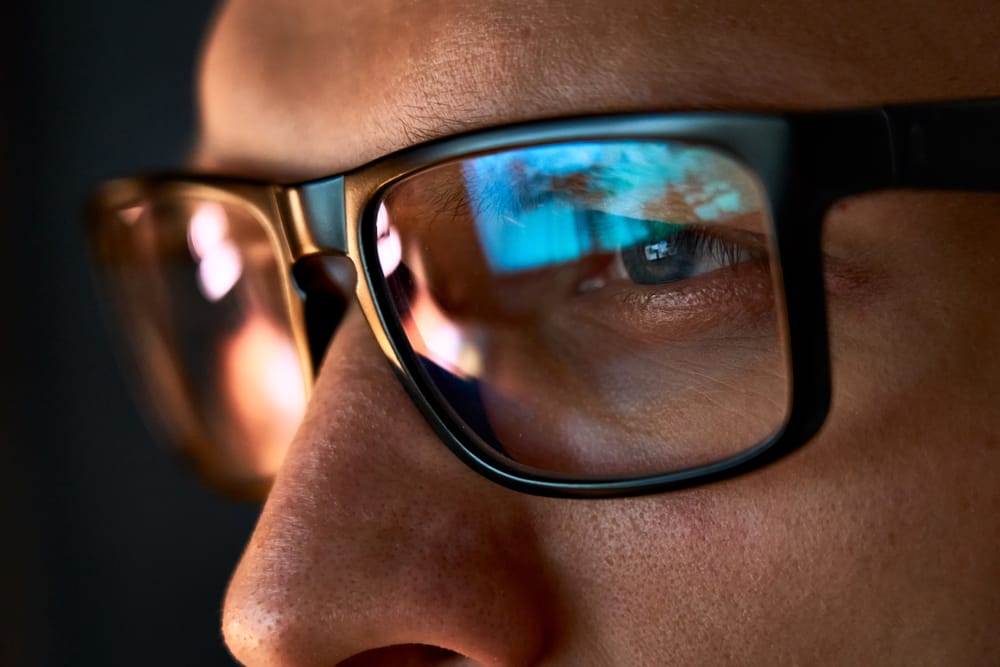 Man wearing tech glasses.