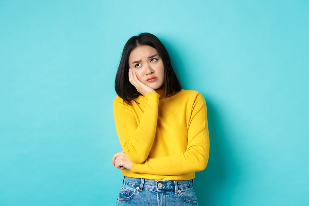 Woman feeling insecure.