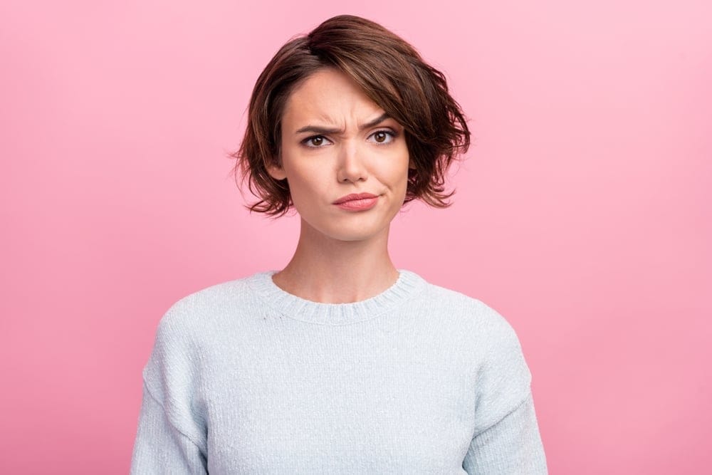 Woman looking skeptical.
