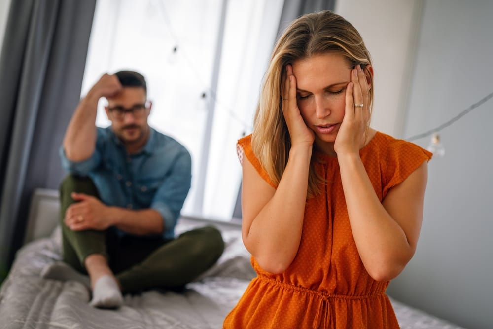 Frustrated couple in a fight.