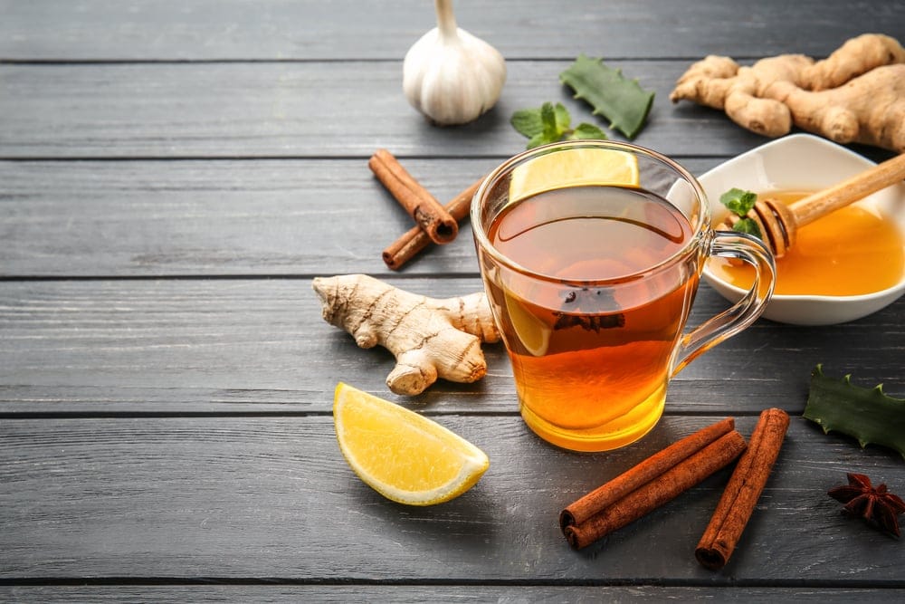 Hot tea with honey.