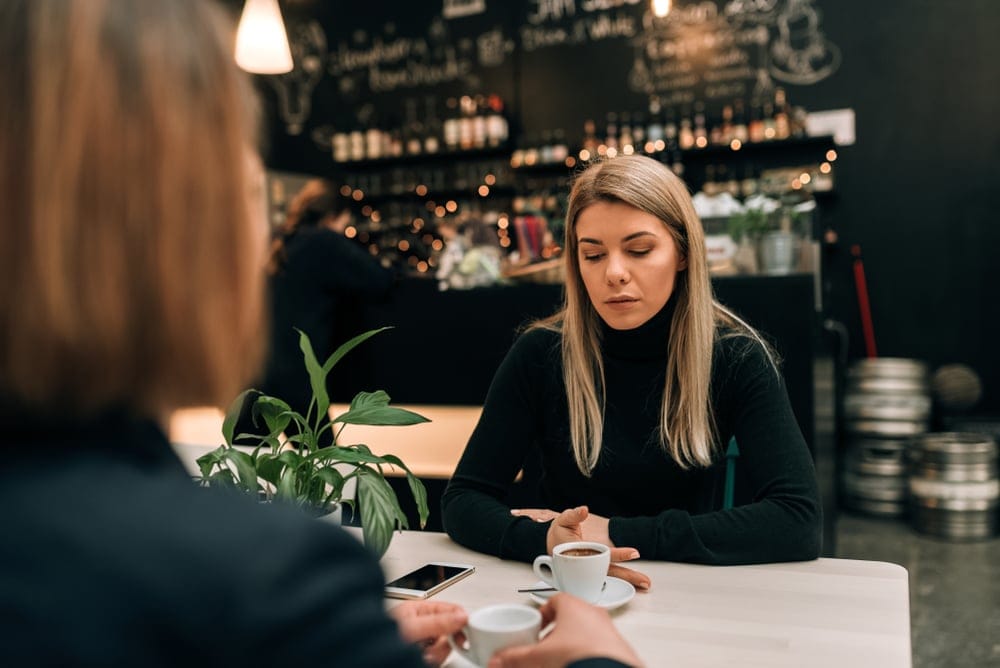 Two friends in a cafe.