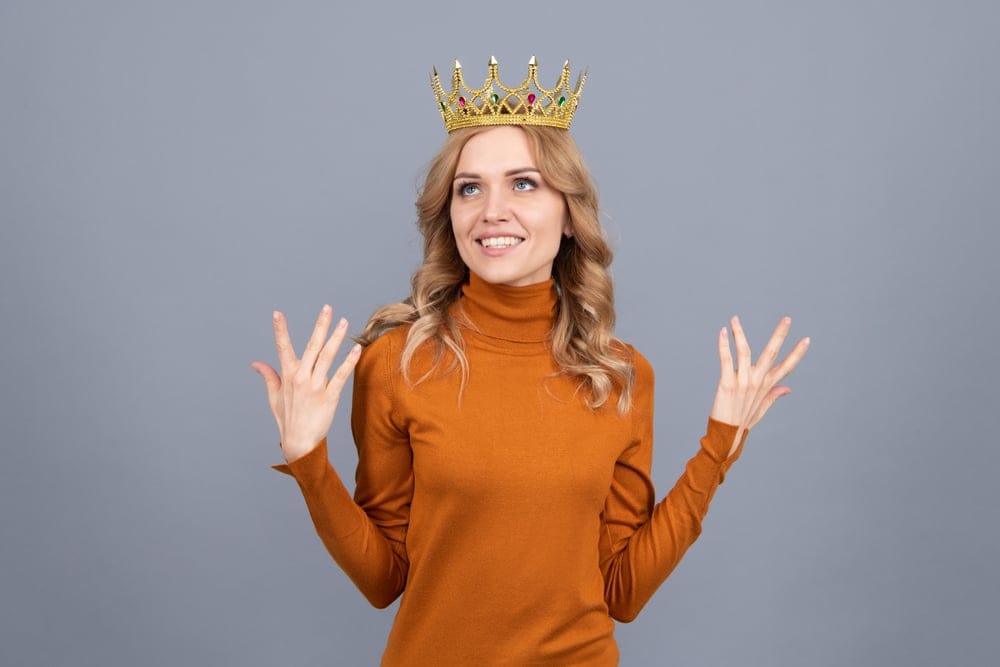 Woman wearing a crown.