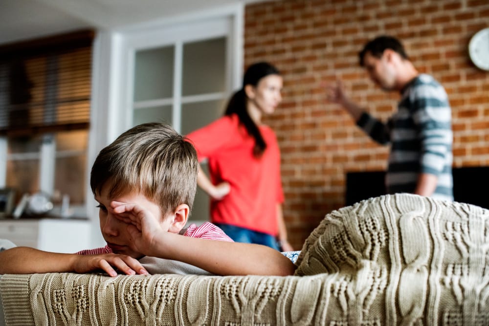 Parents fighting in front of child.