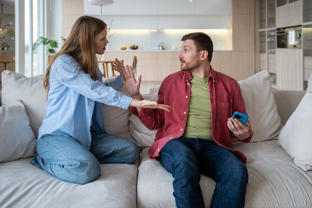 Married couple engaged in a fight.
