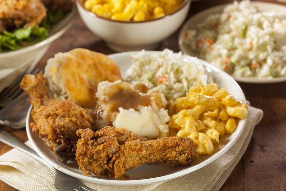 Fried chicken and mashed potatoes.