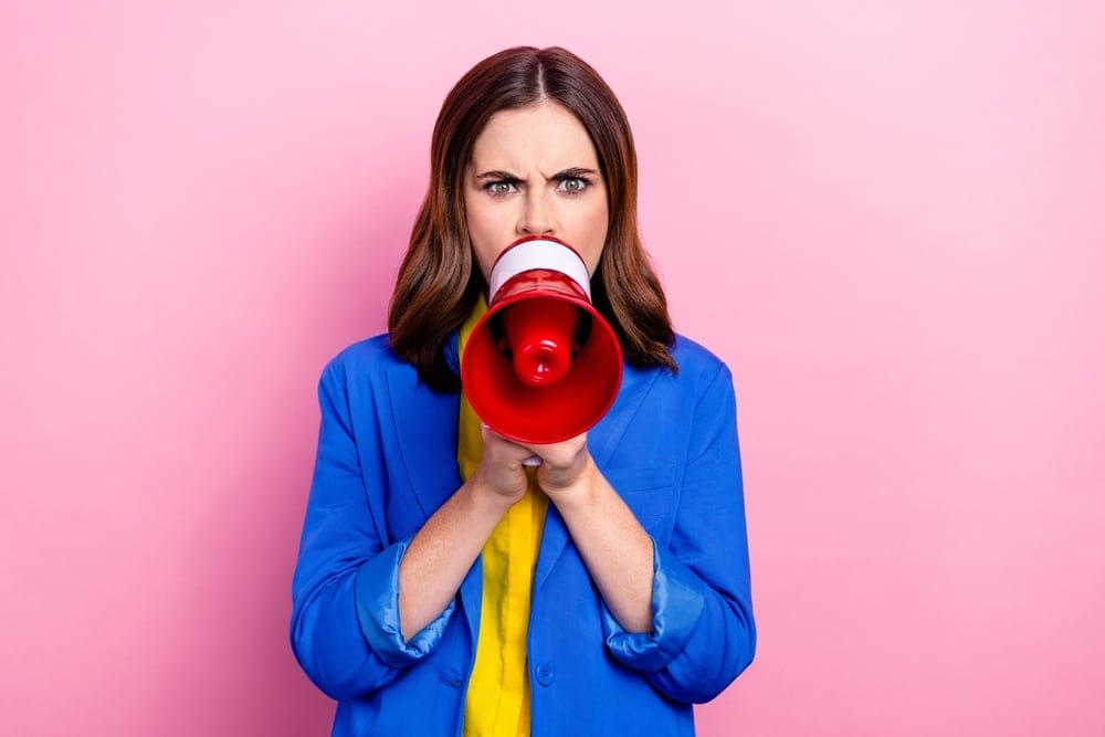 Woman on a megaphone.