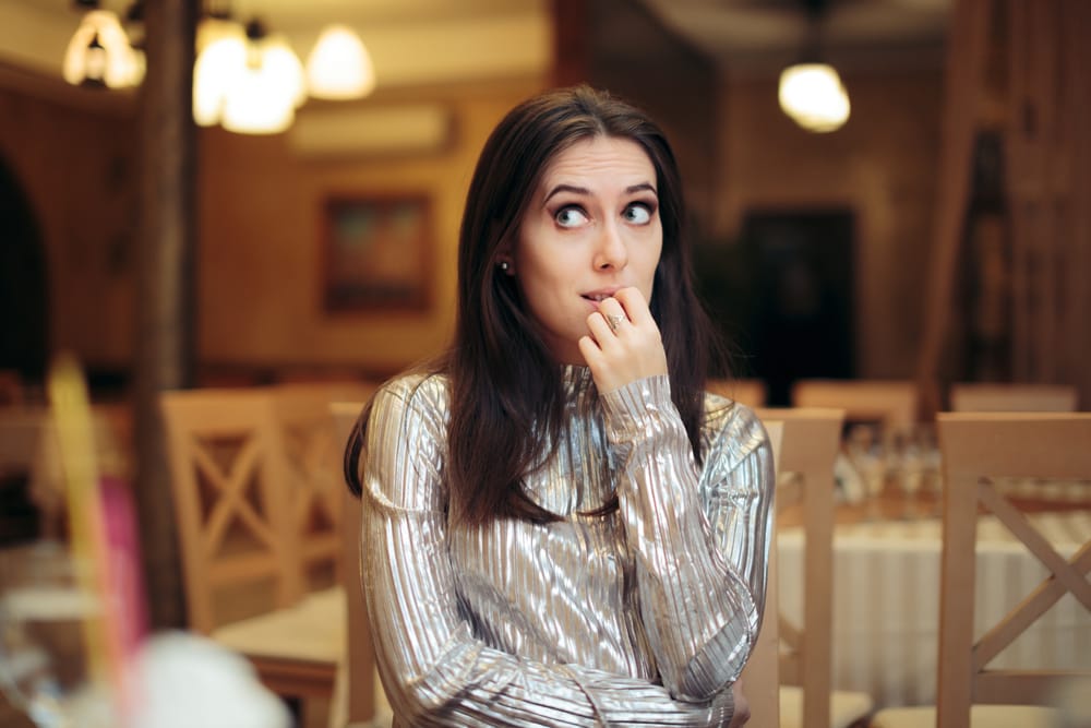 Woman waiting for the party to start.