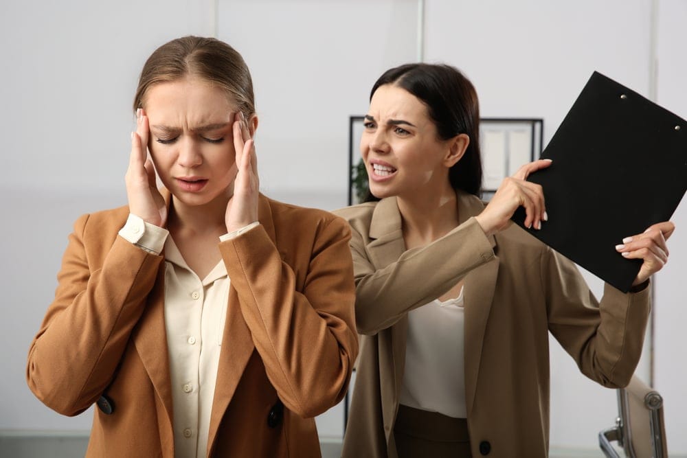 Boss angry at her employee.