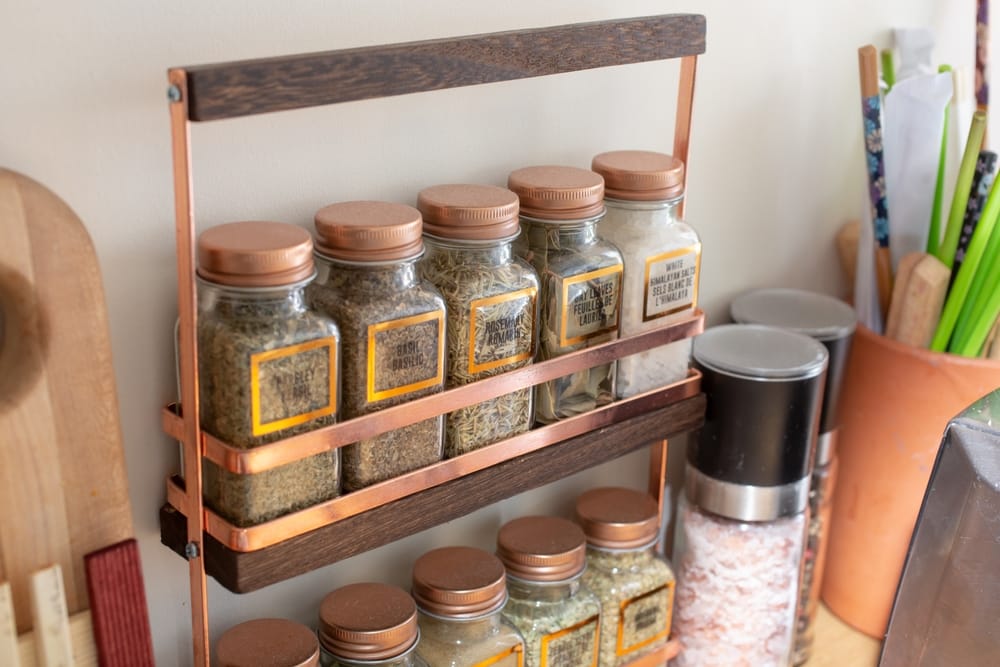 Counter spice rack.