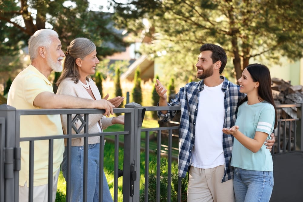 Neighbors chatting with each other.