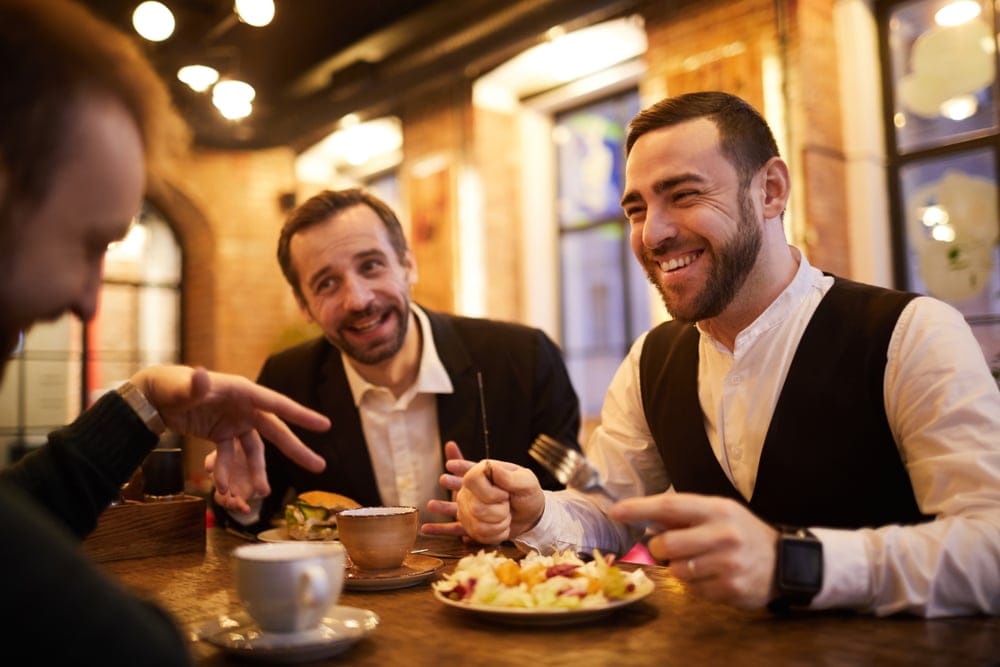 Men out to dinner together.