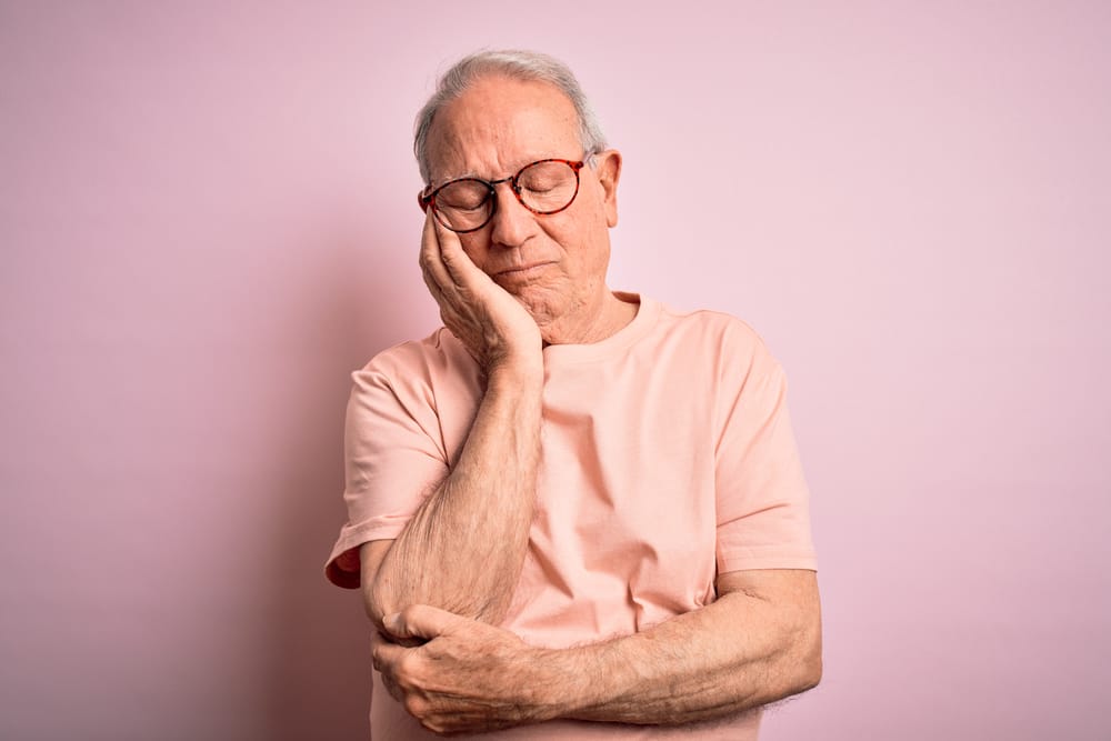 Man looking very tired.
