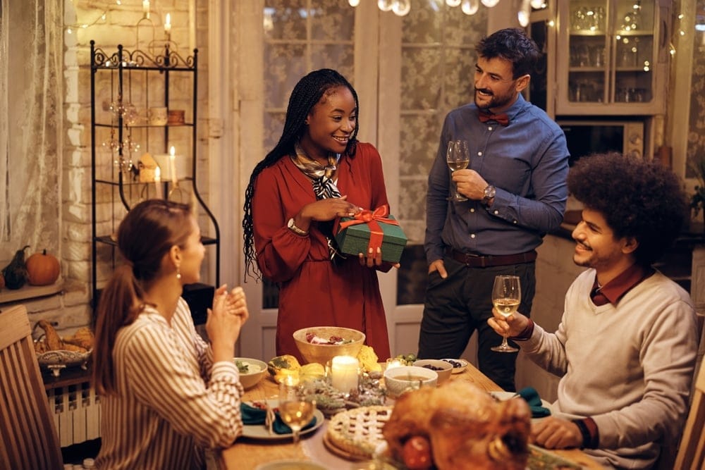 Happy family sharing dinner. 