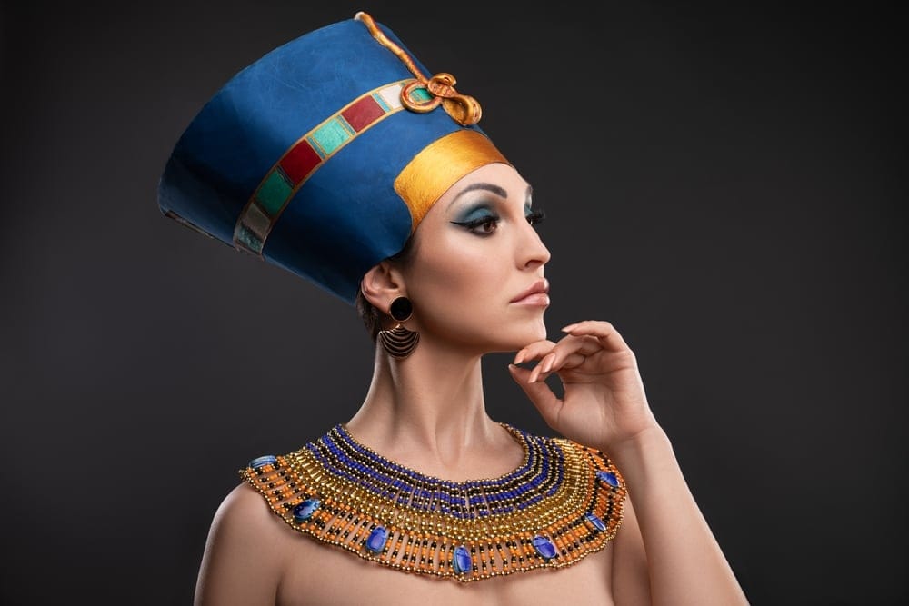 Woman dressed as Cleopatra.