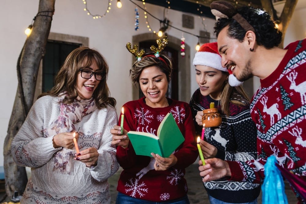 Family singing carols.