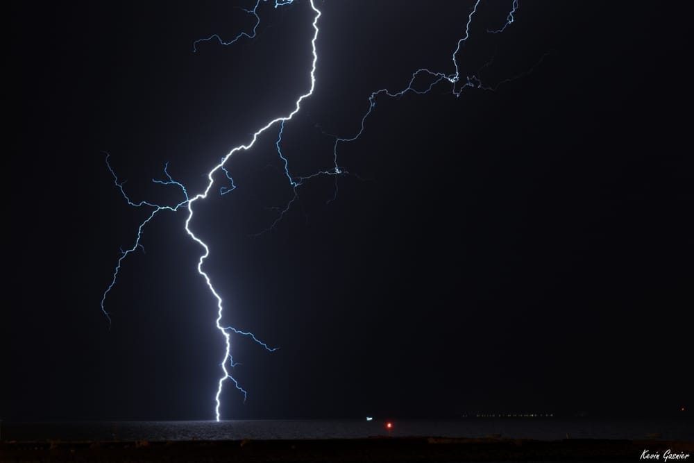 Lightning in the night sky.