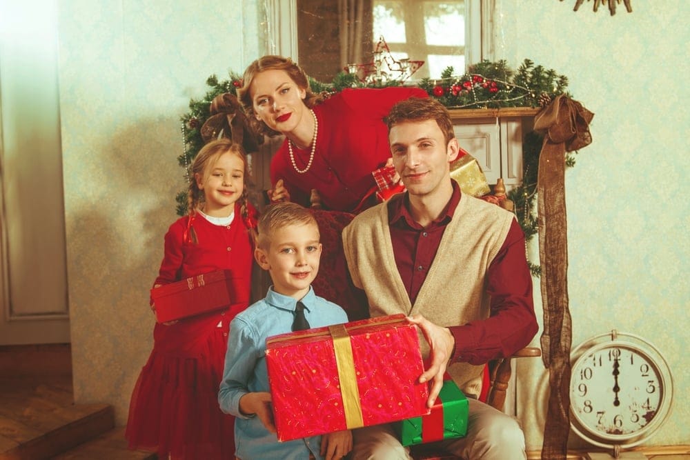 Family celebrating the Christmas holiday season.